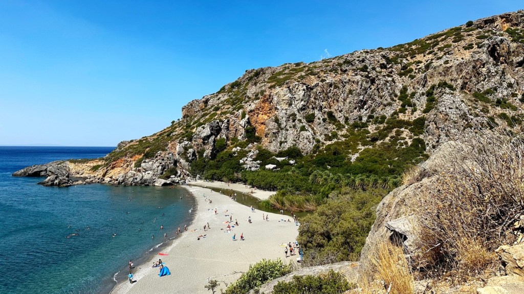 View of Preveli beach in Crete