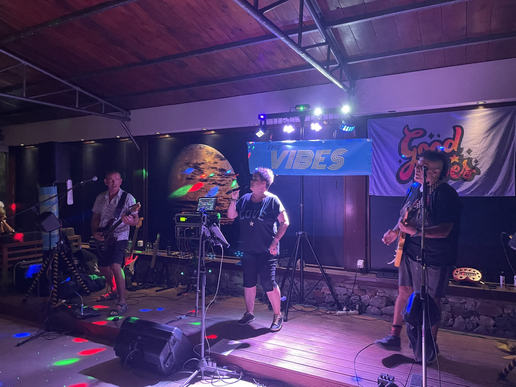 The band the vibes playing in Almyrida 
